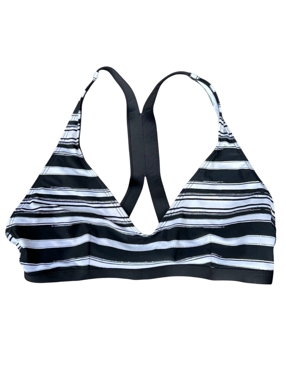 Patagonia Black and White Striped Bottom Turn Bikini Top Size M